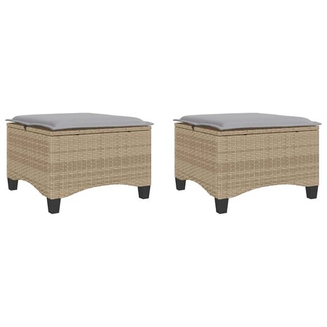 Tuinkrukken met kussens 2 st 55x55x36 cm poly rattan beige 2