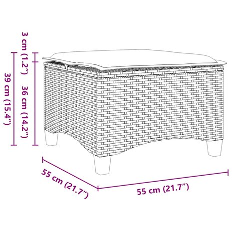 Tuinkrukken met kussens 2 st 55x55x36 cm poly rattan grijs 8