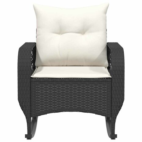 Tuinschommelstoel met kussens poly rattan zwart 4