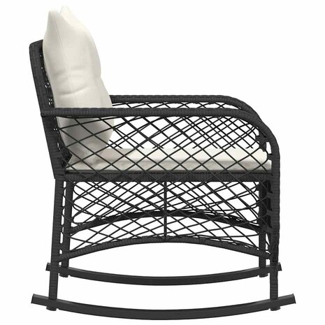 Tuinschommelstoel met kussens poly rattan zwart 5