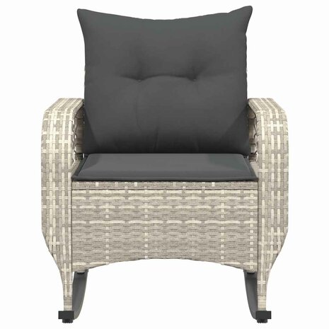 Tuinschommelstoel met kussens poly rattan lichtgrijs 4