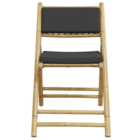 3-delige Bistroset inklapbaar met kussens bamboe donkergrijs 6