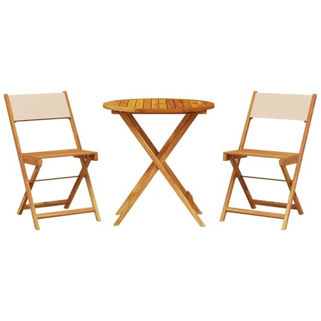 3-delige Bistroset stof en massief hout beige 2