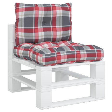 Palletkussens 2 st stof ruitpatroon rood 3