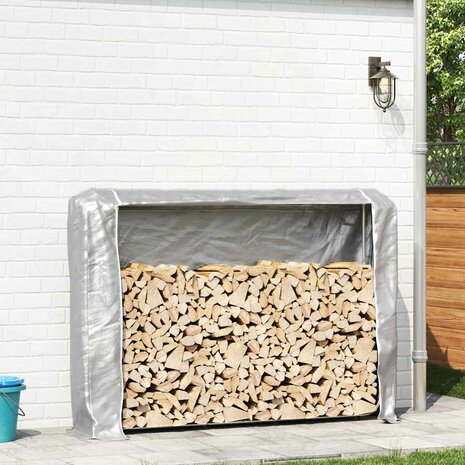 Haardhoutrek met regenhoes 200x25x150 cm gegalvaniseerd staal 3