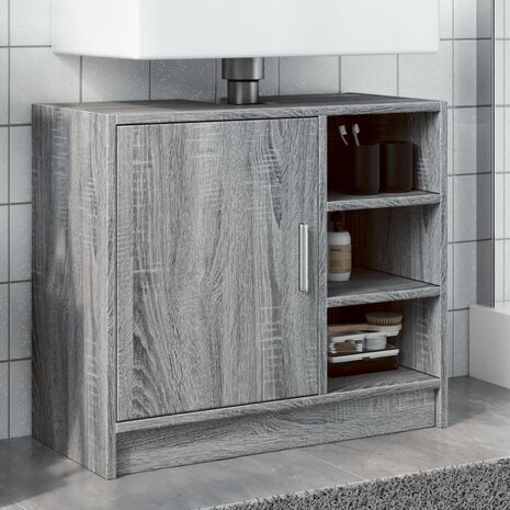 Wastafelkast 63x29x55 cm bewerkt hout grijs sonoma eikenkleurig 1