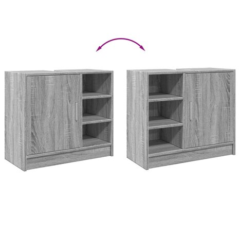 Wastafelkast 63x29x55 cm bewerkt hout grijs sonoma eikenkleurig 8