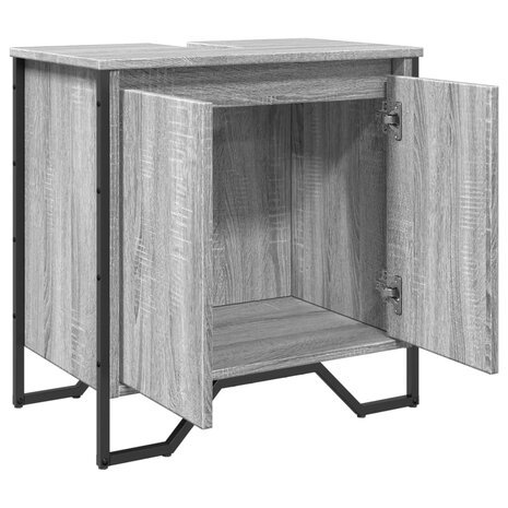 Wastafelkast 60x35x60 cm bewerkt hout grijs sonoma eikenkleurig 8