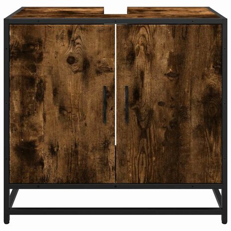 Wastafelkast 65x33x60 cm bewerkt hout gerookt eikenkleurig 5