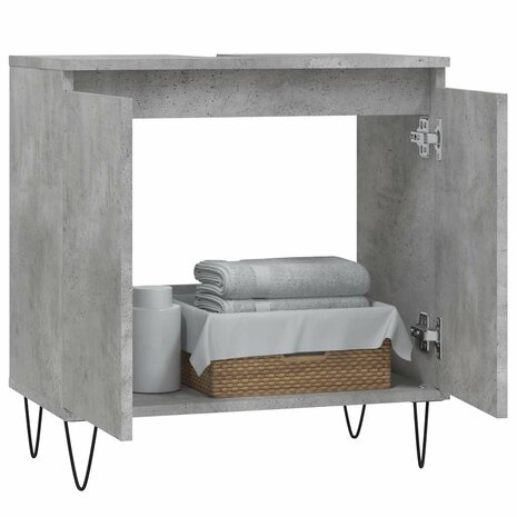 Badkamerkast 58x33x60 cm bewerkt hout betongrijs 3