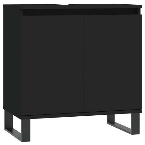 Badkamerkast 58x33x60 cm bewerkt hout zwart 2