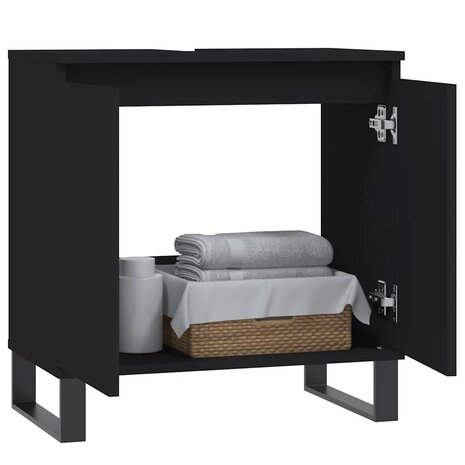 Badkamerkast 58x33x60 cm bewerkt hout zwart 3