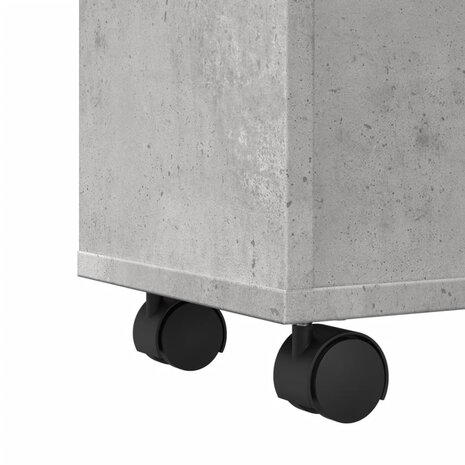 Badkamerkast smal met wielen bewerkt hout betongrijs 8