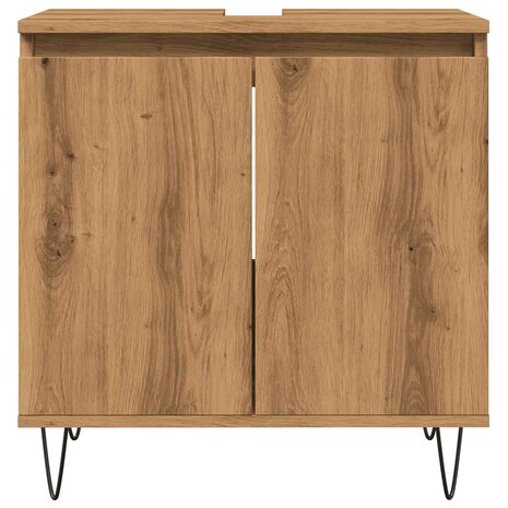 Badkamerkast 58x33x60 cm bewerkt hout artisanaal eikenkleurig 4