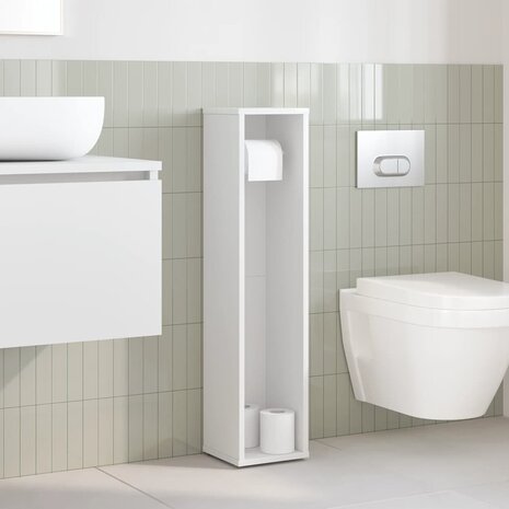 Badkamerkast met rolhouder 20,5x20x90 cm wit 3