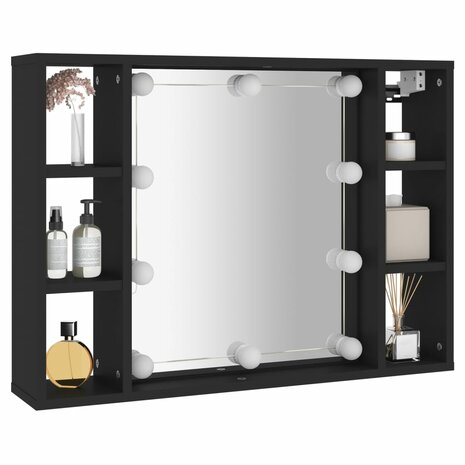 Spiegelkast met LED-verlichting 76x15x55 cm zwart 6