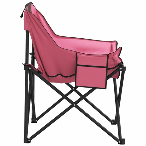 Campingstoelen 2 st met vakje inklapbaar roze 7