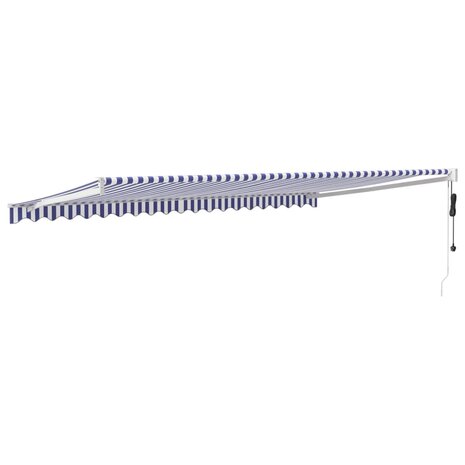 Luifel automatisch uitschuifbaar 5x3 m blauw en wit 5