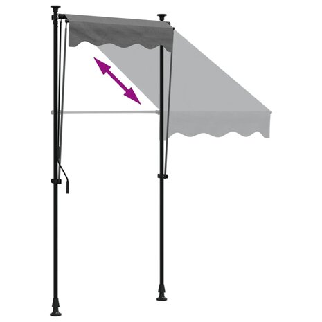 Luifel uittrekbaar 100x150 cm stof en staal antracietkleurig 6