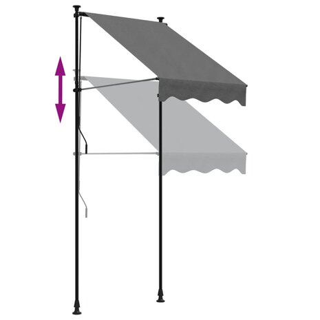 Luifel uittrekbaar 100x150 cm stof en staal antracietkleurig 7