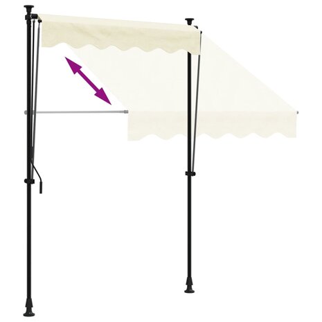 Luifel uittrekbaar 150x150 cm stof en staal crèmekleurig 6