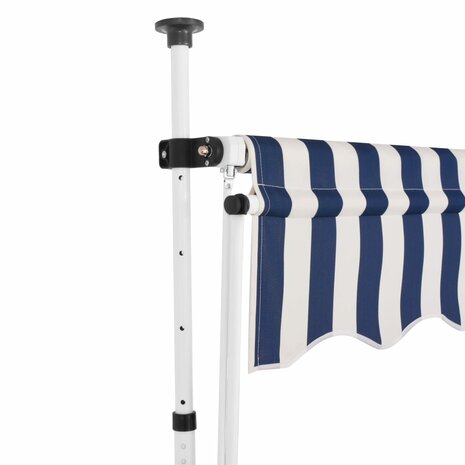 Luifel handmatig uittrekbaar 200 cm blauw en witte strepen 2
