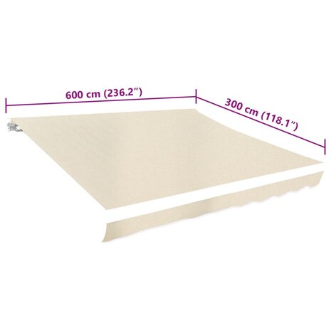 Luifeldoek 6x3 m canvas crème 5