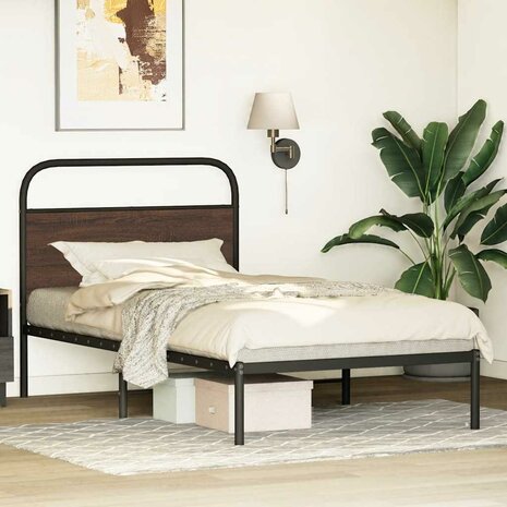 Bedframe zonder matras bewerkt hout bruin eikenkleur 90x190 cm 4