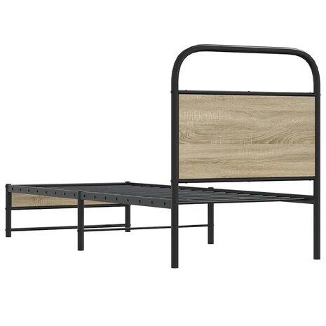 Bedframe zonder matras bewerkt hout gerookt eiken 75x190 cm 7