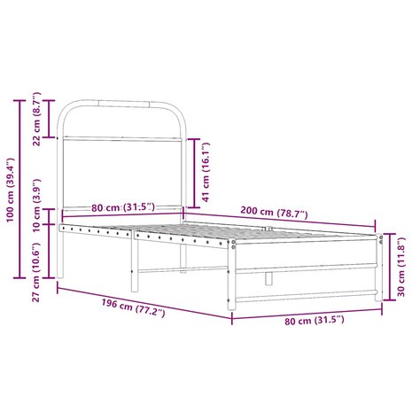 Bedframe zonder matras bewerkt hout gerookt eiken 80x200 cm 9