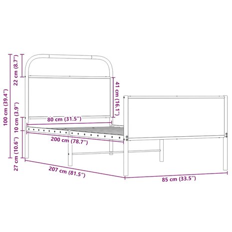 Bedframe zonder matras bewerkt hout sonoma eikenkleur 80x200 cm 9