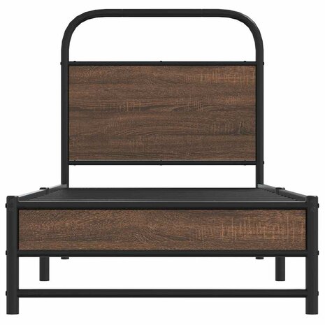 Bedframe zonder matras bewerkt hout bruin eikenkleur 75x190 cm 5