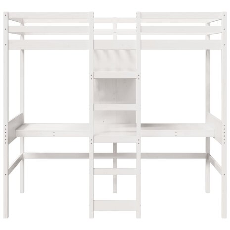 Hoogslaper met bureau en schappen grenenhout wit 90x200cm 5