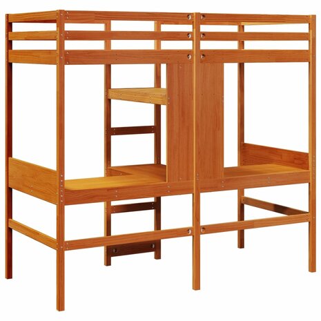 Hoogslaper met bureau en schappen grenenhout wasbruin 90x200cm 7