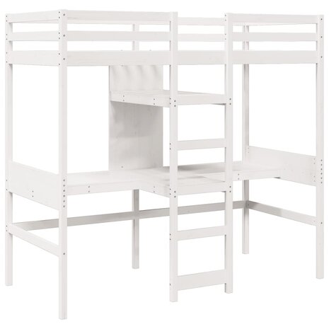 Hoogslaper zonder matras massief grenenhout wit 80x200 cm 3