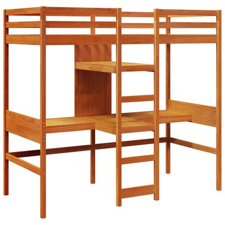 Hoogslaper zonder matras massief grenenhout wasbruin 80x200 cm 3