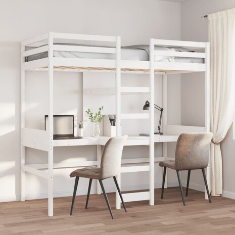Hoogslaper zonder matras massief grenenhout wit 90x190 cm 1