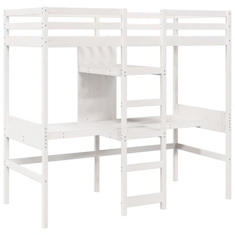 Hoogslaper zonder matras massief grenenhout wit 90x190 cm 3