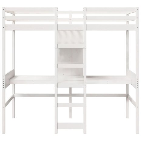 Hoogslaper zonder matras massief grenenhout wit 90x190 cm 5