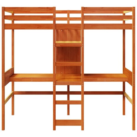 Hoogslaper zonder matras massief grenenhout wasbruin 90x190 cm 5
