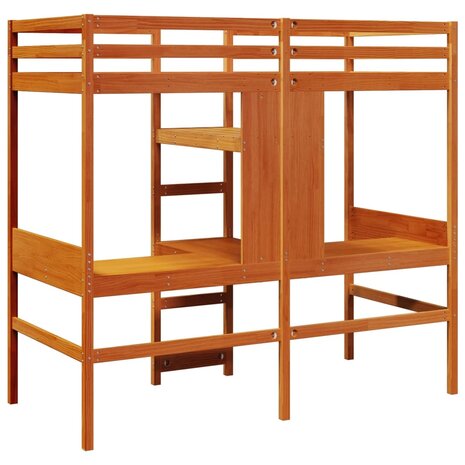 Hoogslaper zonder matras massief grenenhout wasbruin 90x190 cm 7