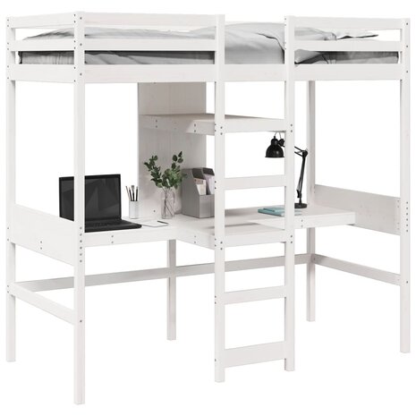 Hoogslaper zonder matras massief grenenhout wit 75x190 cm 4