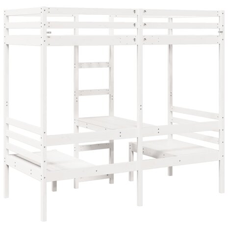 Hoogslaper met bureau en stoelen grenenhout wit 90x200cm 2