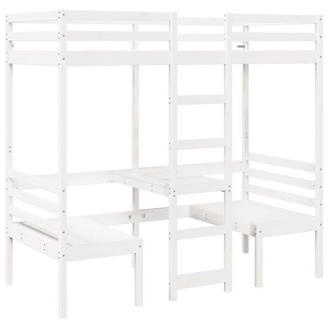 Hoogslaper met bureau en stoelen grenenhout wit 90x200cm 7