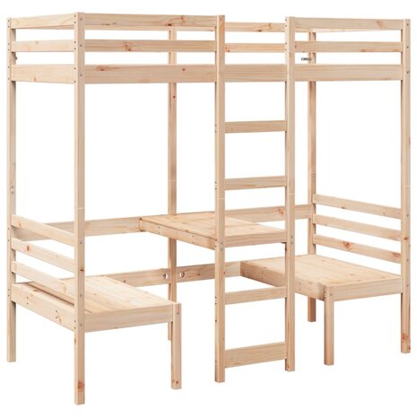 Hoogslaper met bureau en stoelen massief grenenhout 80x200cm 2
