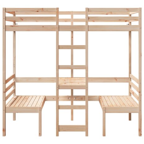 Hoogslaper met bureau en stoelen massief grenenhout 80x200cm 5