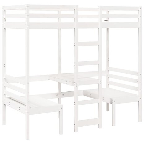 Hoogslaper met bureau en stoelen grenenhout wit 90x200cm 2