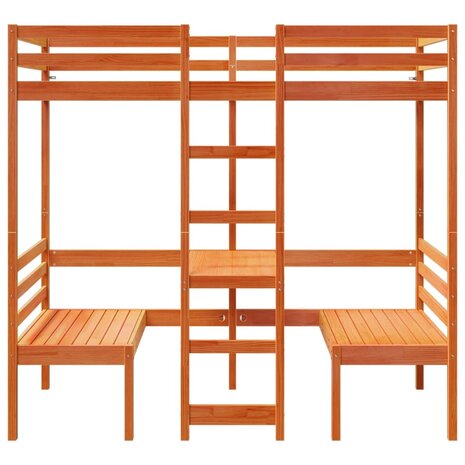 Hoogslaper met bureau en stoelen grenenhout wasbruin 75x190 cm 5