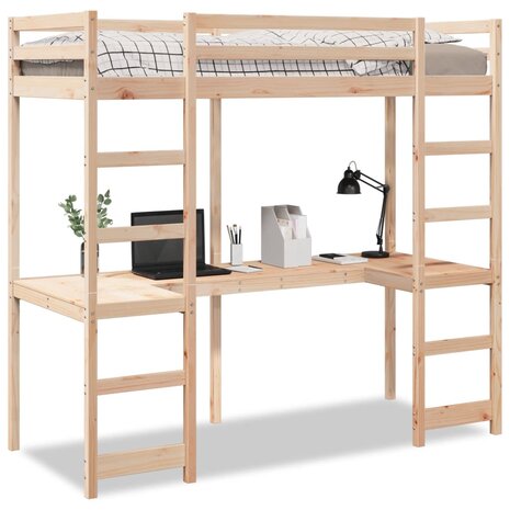 Hoogslaper zonder matras massief grenenhout 75x190 cm 2