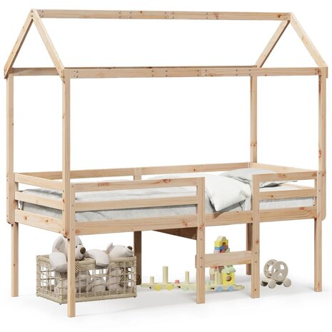 Hoogslaper met bedhuis massief grenenhout 80x200 cm 2
